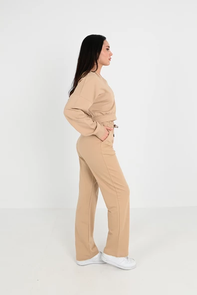 Kadın V Yaka Kapüşonlu Eşofman Takımı 3988-24 - Resim 9