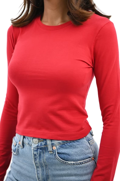 Kadın Bisiklet Yaka Uzun Kollu Body 1638-24 - 11