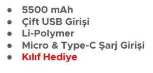 Concord Powerbank C-121 5500Mah 2Xusb Mıcro+Type-C Giriş Taşınabilir Hızlı Şarj Cihazı - 2