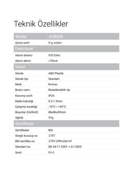 EDS ECB20R Resetlenebilir Tip Yangın İhbar Butonu - 4