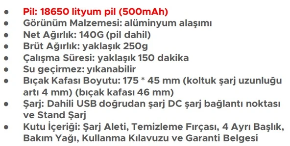 Concord Traş Makınesı Tmp-55 140Gr.150Dk Su Geçirmez 4 Başlık - 3