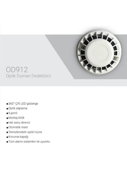 EDS OD912 Optik Duman Dedektörü ve ECDB 5 Pimli Taban - 4