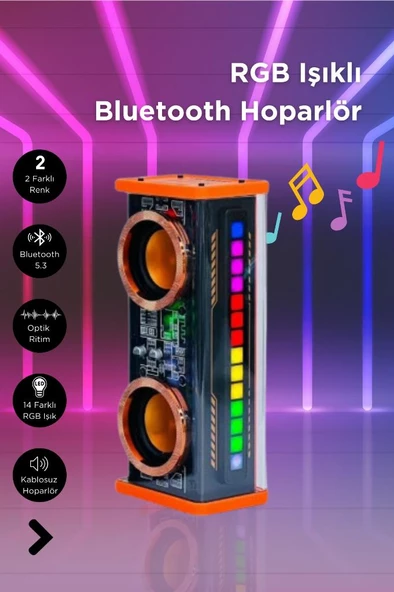 Bakeey Kablosuz Bluetooth Hoparlör RGB Işıklı Kablosuz Anfi Android Iphone Uyumlu