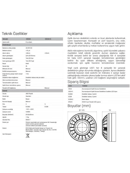 EDS OD24 Akıllı Optik Duman Dedektörü - 4
