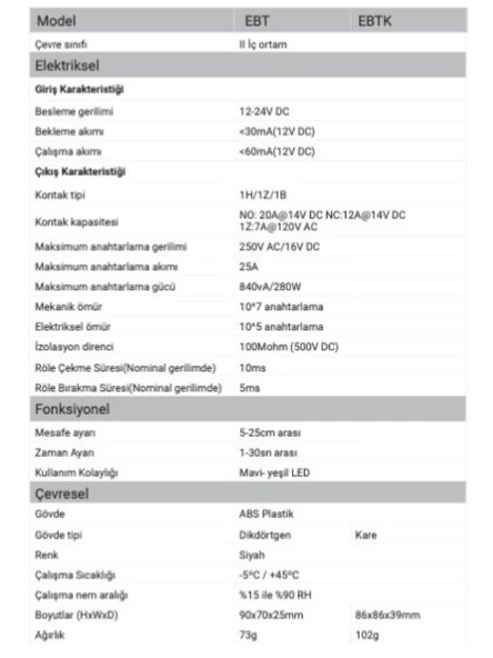 EDS EBT İç Ortam Temassız Kapı Kontrol Butonu - 6