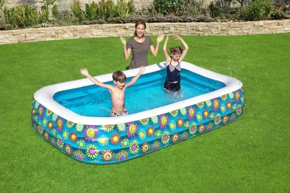 Bestway Funky Floral Şişme Aile Havuzu Jumbo Boy ( Okyanus Desenli ) - 5