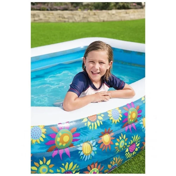 Bestway Funky Floral Şişme Aile Havuzu Jumbo Boy ( Okyanus Desenli ) - 8