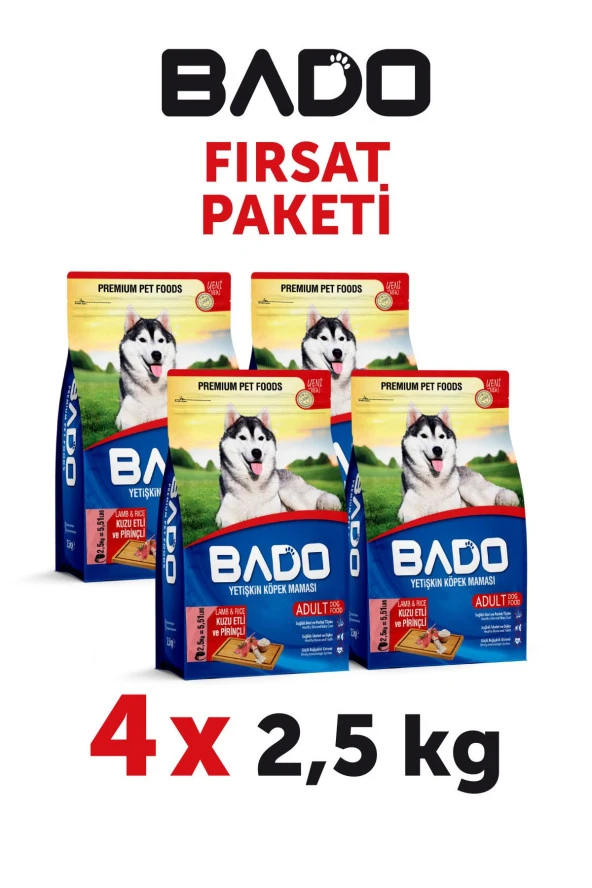 Bado Yetişkin Köpek Maması Kuzu Etli 2,5 Kg 4'lü