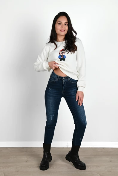 Kadın Baskılı Sweatshirt 1636-24 - 9