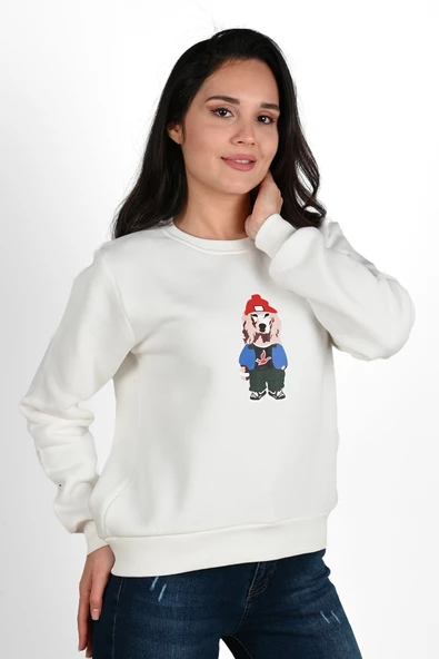 Kadın Baskılı Sweatshirt 1636-24 - 7