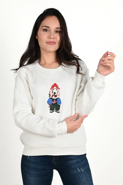 Kadın Baskılı Sweatshirt 1636-24 - 8
