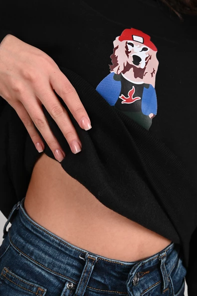 Kadın Baskılı Sweatshirt 1636-24 - 3