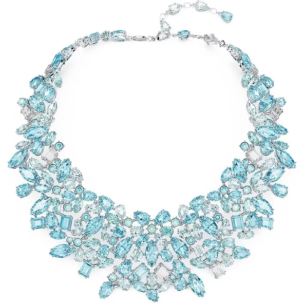 5672879 Swarovski Kolye Gema Necklace, Mixed Cuts, Blue, Rhodium Plated