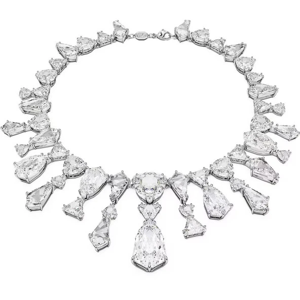 5673599 Swarovski Kolye Mesmera Necklace, Statement, Mixed Cuts, White, Rhodium Plated