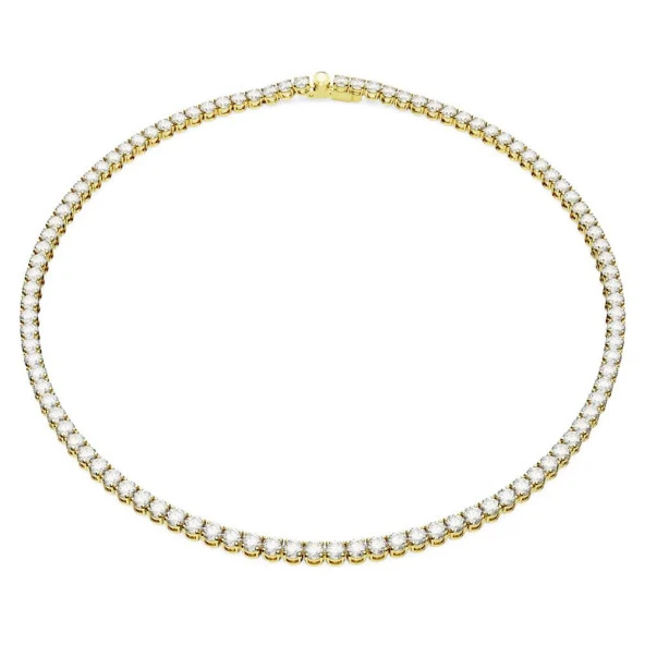 5681795 Swarovski Kolye Matrix Tennis  Neclace, Round cut, Small, White, Gold-tone plated