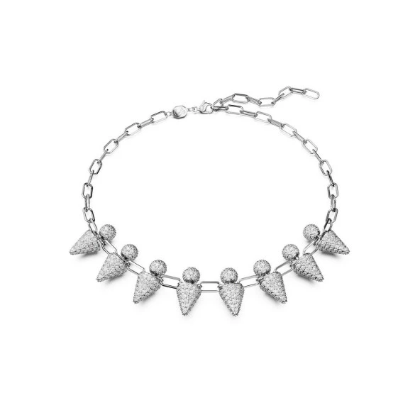 5653636 Swarovski Kolye Luna necklace, moon, White, Rhodium plated