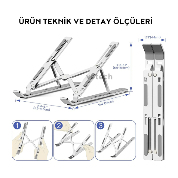 Alüminyum Ayarlanabilir Notebook Stant Macbook Laptop Standı - 2