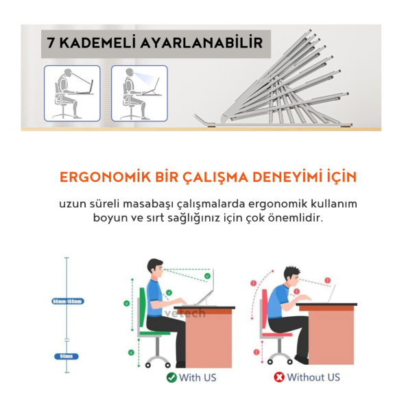 Alüminyum Ayarlanabilir Notebook Stant Macbook Laptop Standı - 5