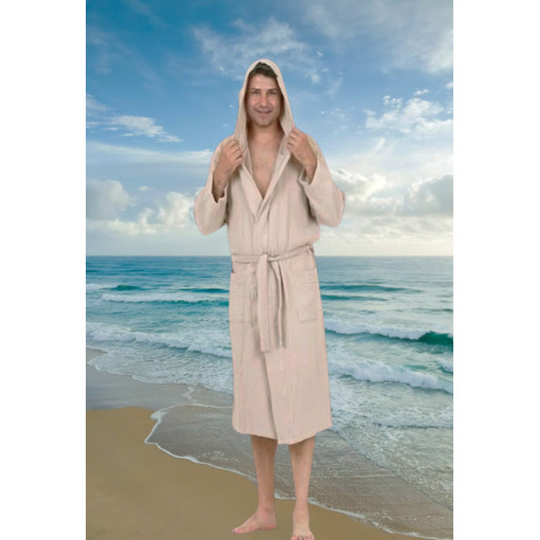 KAPŞONLU BORNOZ(ÇİFT KAT PUNTALI KETEN )