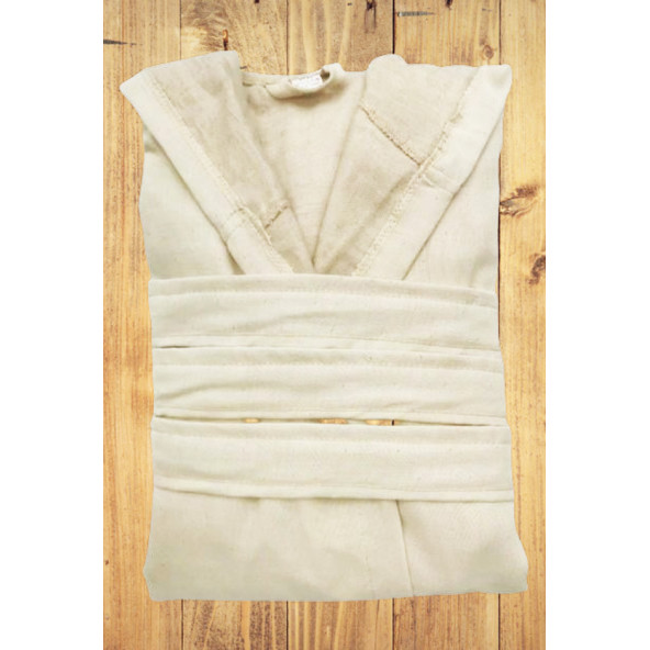 KAPŞONLU BORNOZ(ÇİFT KAT PUNTALI KETEN ) - 3