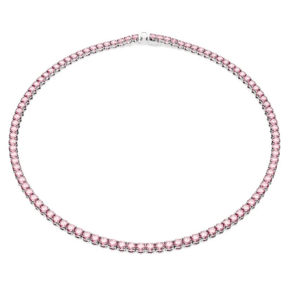 5681800 Swarovski Kolye Matrix Tennis  Neclace, Round cut, Small, Pink, Rhodium plated