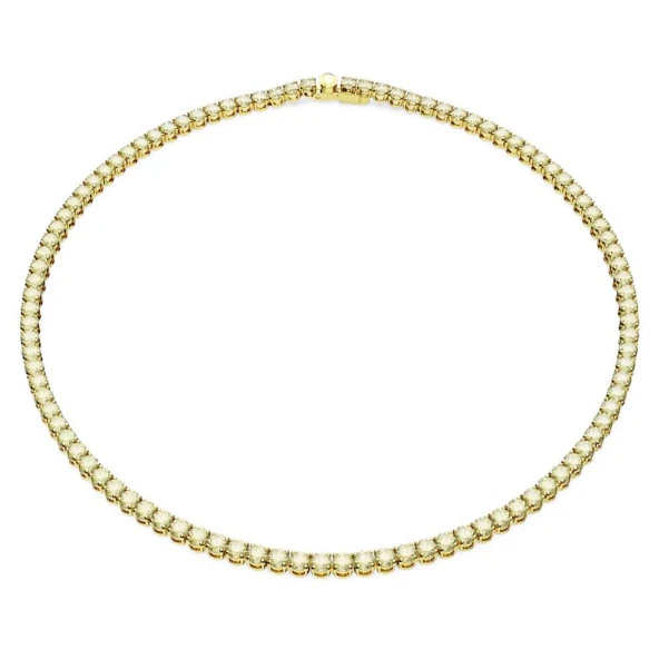 5681799 Swarovski Kolye Matrix Tennis  Neclace, Round cut, Small, Yellow, Gold-tone plated