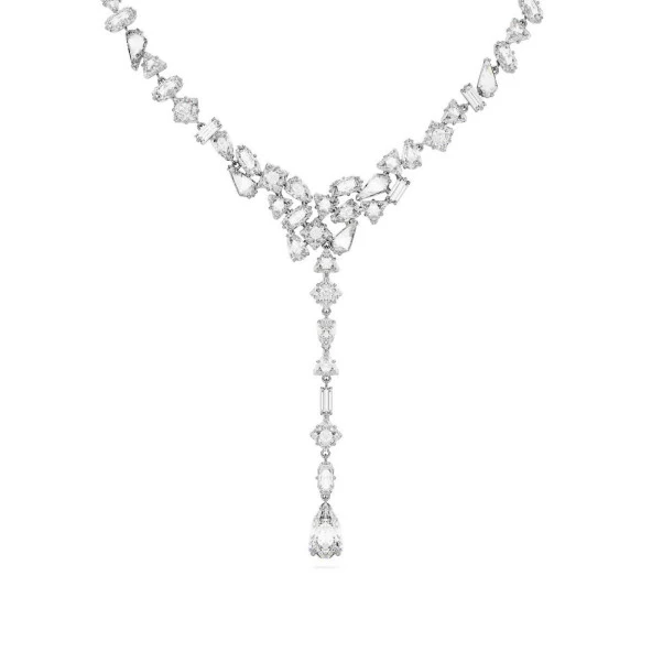 5661520 Swarovski Kolye Mesmera Y nacklace, Mixed cuts, White, Rhodium plated