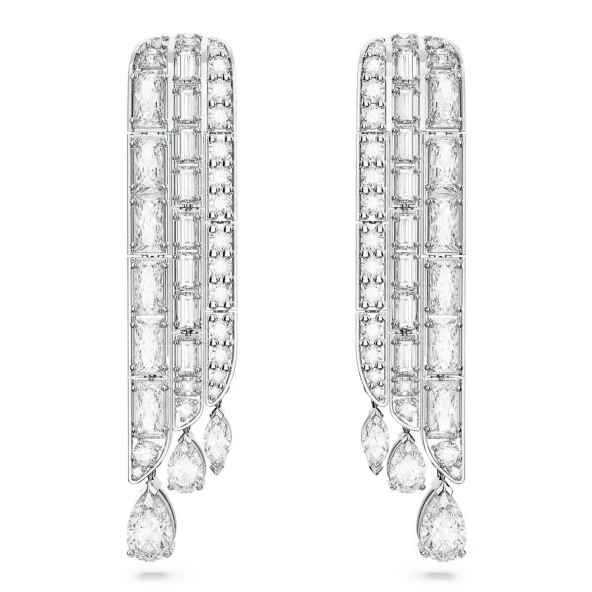 5668354 Swarovski Küpe Hyperbola drop earringsCarbon neutral zirconia, Mixed cuts, White, Rhodium plated