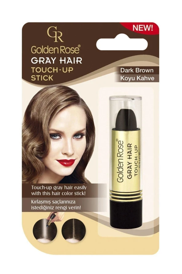 GOLDEN ROSE Grey Hair No:02 Dark Brown- Saç Beyazlarını Kapatan Stick