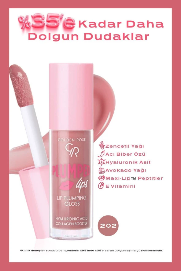 GOLDEN ROSE Plumped Lips Lip Plumping Gloss No: 202 - Dolgunlaştırıcı Dudak Parlatıcısı