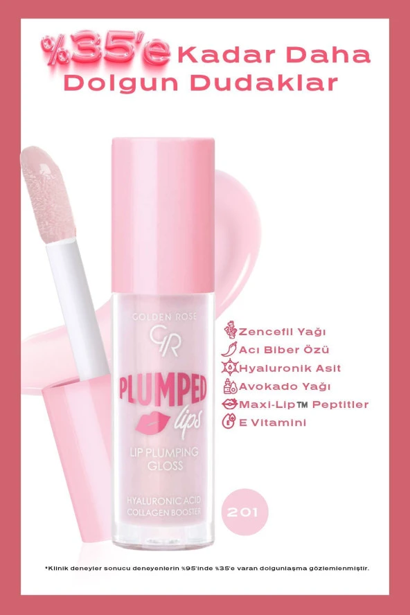 GOLDEN ROSE Plumped Lips Lip Plumping Gloss No: 201 - Dolgunlaştırıcı Dudak Parlatıcısı