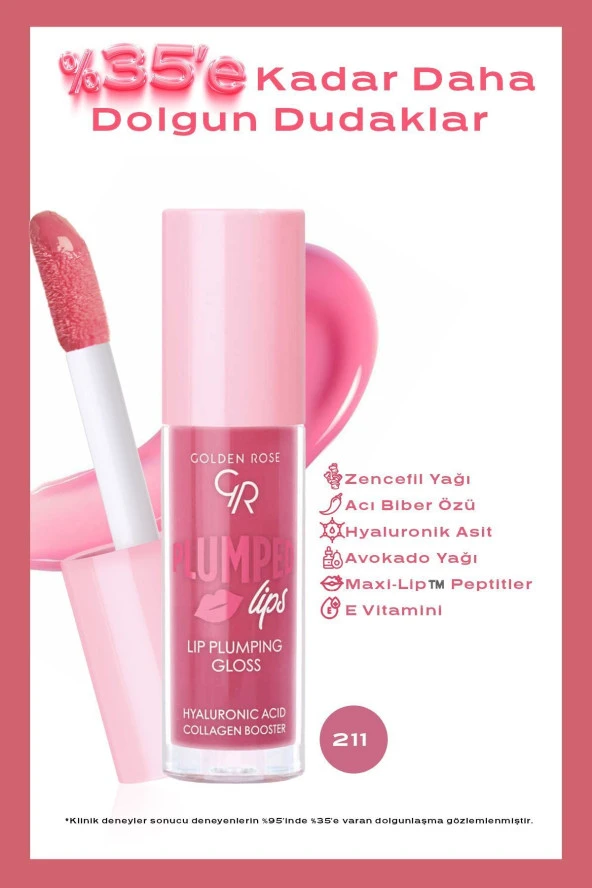 GOLDEN ROSE Plumped Lips Lip Plumping Gloss No: 211 - Dolgunlaştırıcı Dudak Parlatıcısı