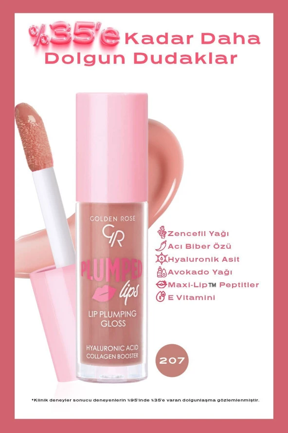 GOLDEN ROSE Plumped Lips Lip Plumping Gloss No: 207 - Dolgunlaştırıcı Dudak Parlatıcısı