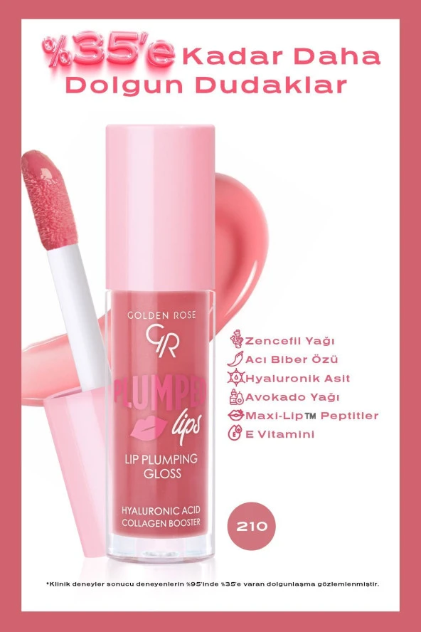 GOLDEN ROSE Plumped Lips Lip Plumping Gloss No: 210 - Dolgunlaştırıcı Dudak Parlatıcısı