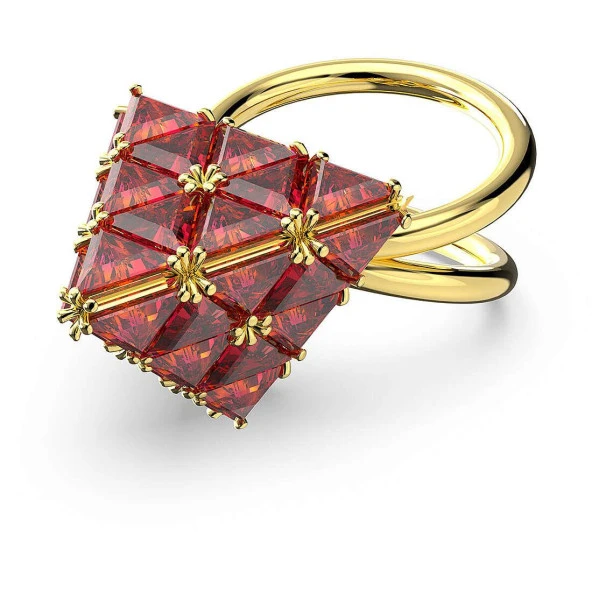 5630292 Swarovski Yüzük Curiousa:Coctail Ring Triangle Cut Red Gold-tone Plated