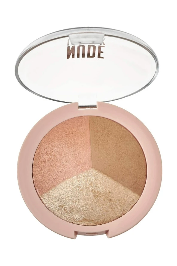 GOLDEN ROSE Nude Look Baked Trio Face Powder - Allık Bronzlaştırıcı Aydınlatıcı