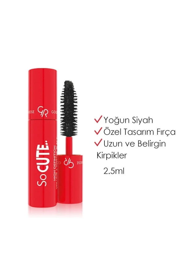 GOLDEN ROSE So Cute High Definition Volume Mascara - intense Black - Mini Maskara