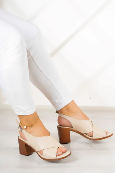 Erkan Saçmacı Soleil Bej Hakiki Deri Sandalet - 2