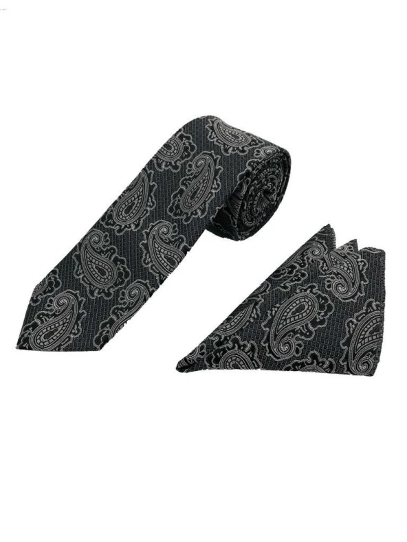 Brianze Premium Ahşap Kutulu 2'li Kravat Mendil Set - Resim 2