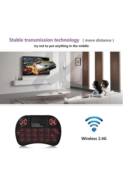 BLUE İNTER Mini Keyboard Backlit Bluetooth Çok Fonksiyonlu Klavye - 6