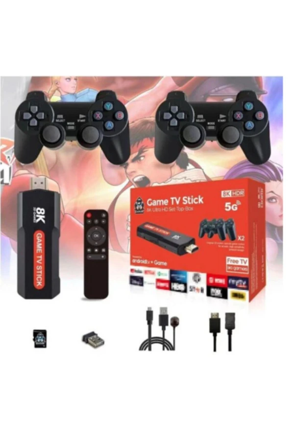 Son Nesil Profesyonel Game Stick 5G 8K HD Oyun Konsolu Android TV