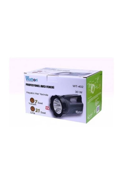 Watton Wt-402 Şarjlı Profesyonel Avcılık Kamp Doğa Sulama 30w 1000mt 1500 Lümen Büyük El Feneri - 4