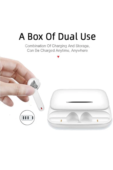 GLRTech Xiaomi Redmi Note 8 Pro Uyumlu Uyumlu Kızaklı Kablosuz Beyaz Tws Kulaklık - 2