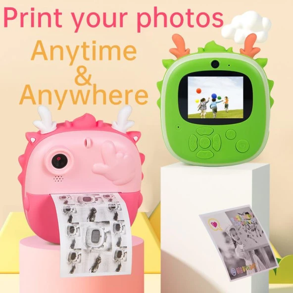 Print Kamera Çocuk Fotoğraf Makinesi Yazdırılabilir Dijital HD Şipşak Fotoğraf - 3