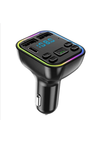 ONREZ Yeni Nesil FM Verici 3.1A Hızlı Şarj Çift USB Araç Mp3 Çalar Şarj Cihazı Bluetooth Kiti - 5