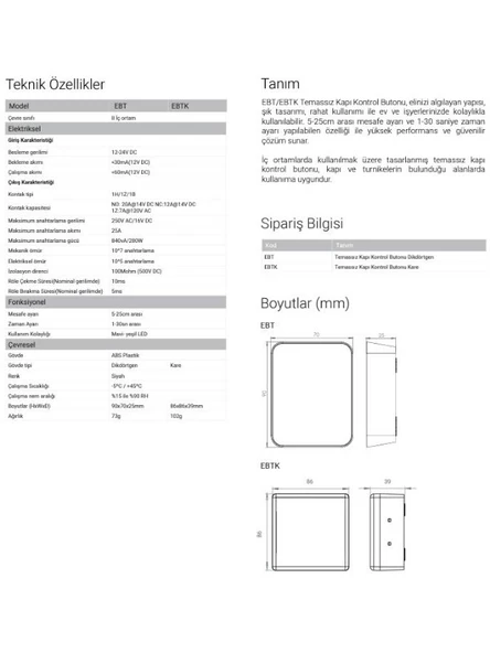 EDS EBTK Temassız Kontrol Butonu - 5