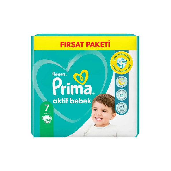 Prima Pampers Bebek Bezi Aktif Bebek 7 Beden 34 Adet Fırsat Paketi - 5