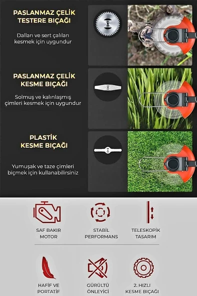 Çift Akülü Şarjlı Çim Biçme Makinesi Mavi  EEA330 (B) - 5