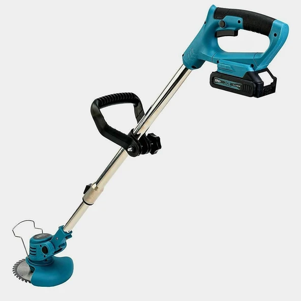 Çift Akülü 58Vf Şarjlı Çim Biçme Makinesi Mavi  EEA330 (B)
