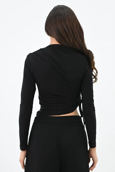 Kadın Büzgülü Uzun Kol Body 1677-24 - 4